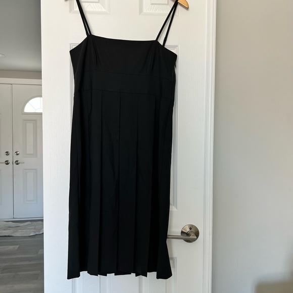 Theory Dresses & Skirts - THEORY Raquel Black Pleated Fit and Flare‎ Spaghetti Strap Dress Size 8